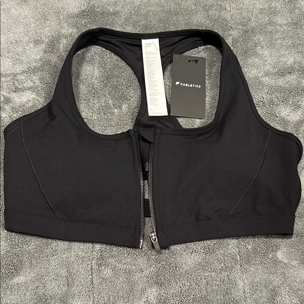 Fabletics Black Sports Bra with Front Zipper